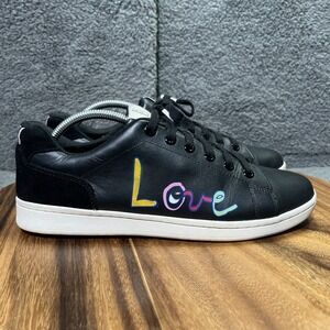 ED Ellen Degeneres "LOVE" Black Leather Sneaker Shoes Womens US 11M EUR 43